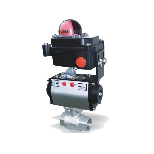 Two piece internal thread pneumatic ball valve