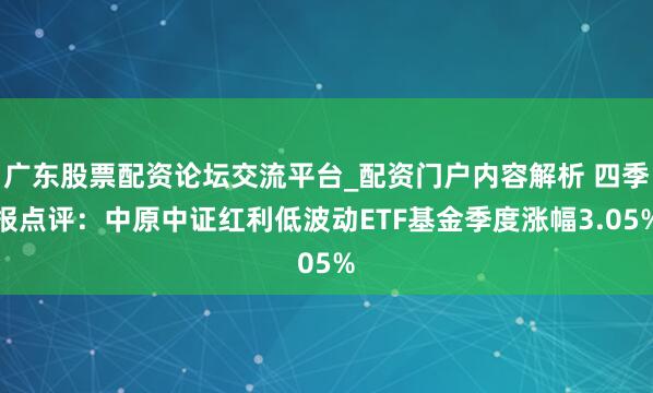 广东股票配资论坛交流平台_配资门户内容解析 四季报点评：中原中证红利低波动ETF基金季度涨幅3.05%