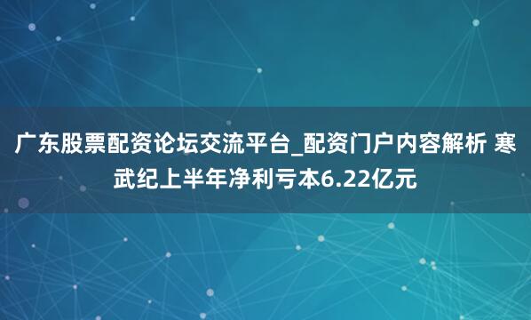广东股票配资论坛交流平台_配资门户内容解析 寒武纪上半年净利亏本6.22亿元